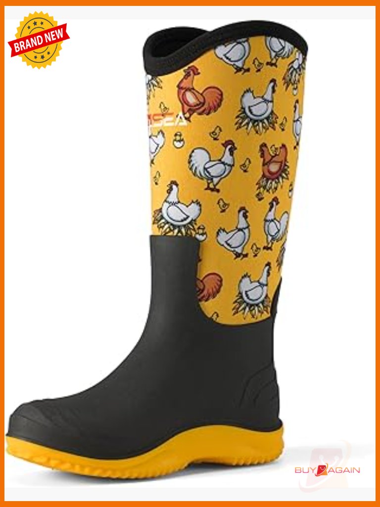 Women's Waterproof Rain Boots, Insulated Neoprene, Outdoor Work & Gardening